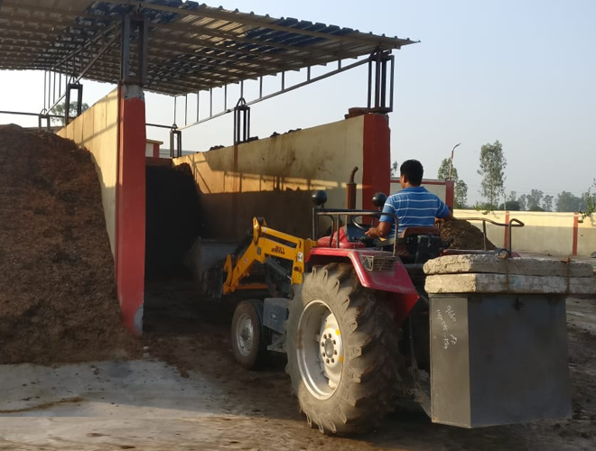 Compost Filling inside Bunker Rooms